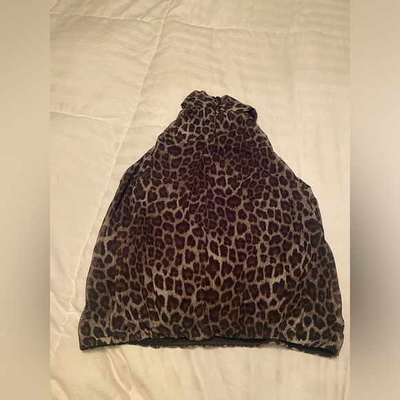 ENFOCUS STUDIO L stretch waist button neck cheetah top women’s lacey feel - Picture 5 of 15